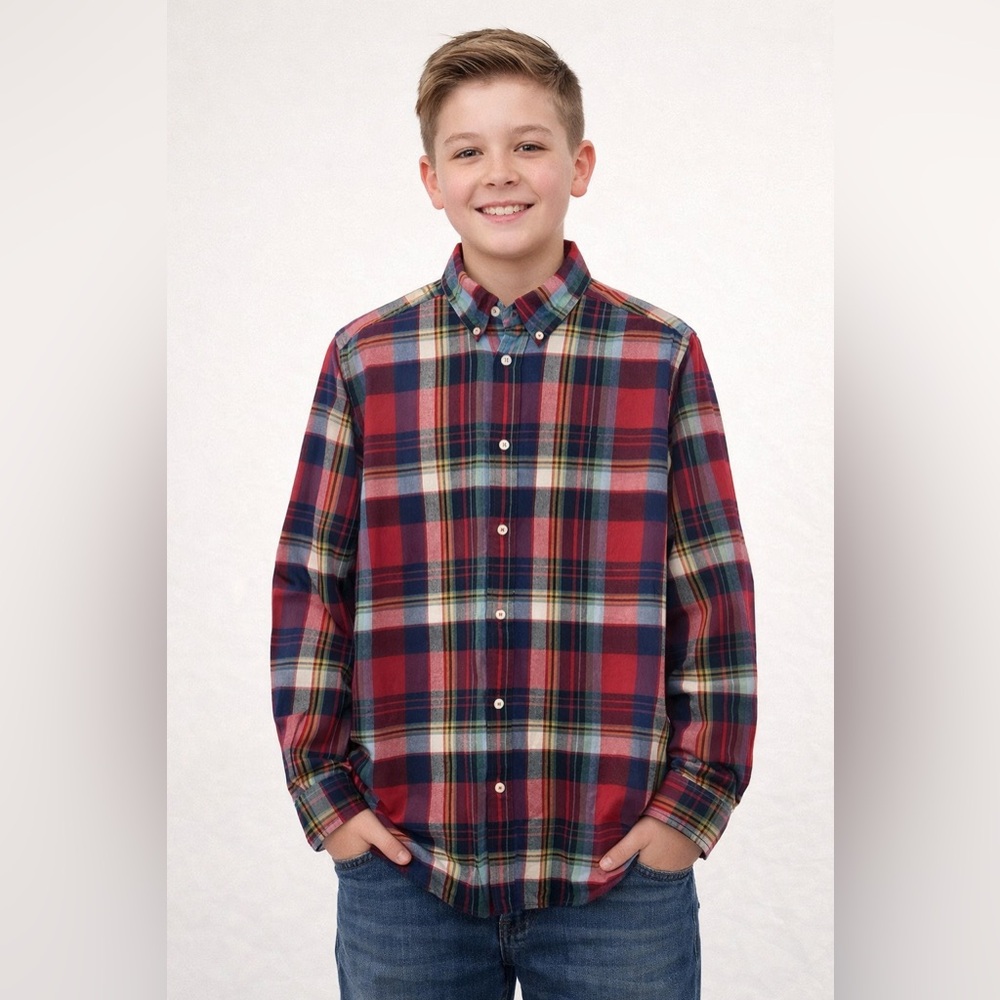Ralph Lauren Boys XL (18-20) Plaid Flannel Shirt Button Down NWT Red Green Blue